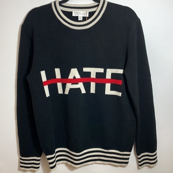 Michael Kors Collection LOVE ONLY NO HATE Cashmere sweater size L - Picture 5 of 10